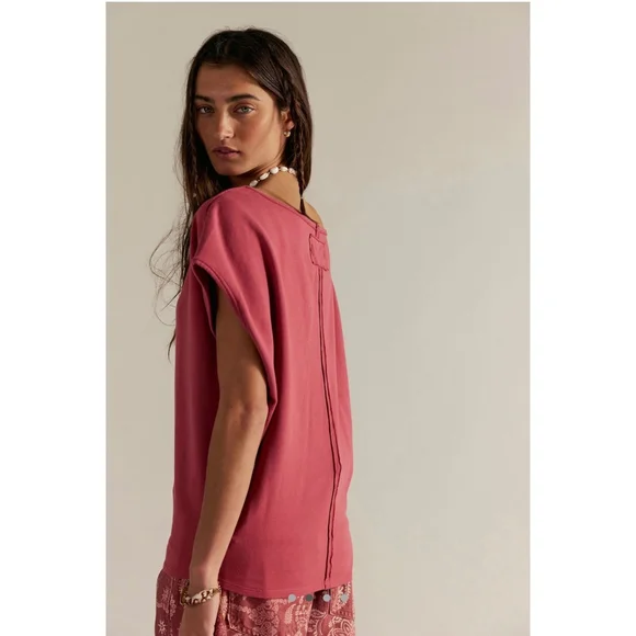 NWOT Free People Ventura Tee Slouchy Oversized L - Picture 3 of 5
